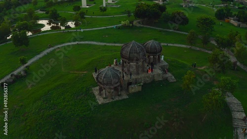 Aerial view of a park with beautiful greenery