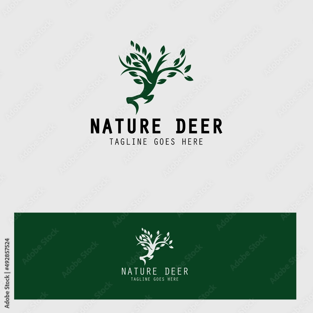 Nature deer logo design template. Vector illustration