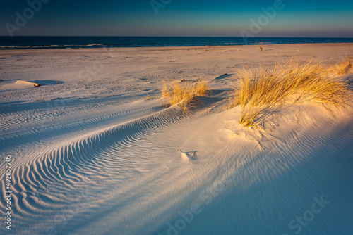 Beautiful scenery of the Slowinski National Park by the Baltic Sea, Leba. Poland