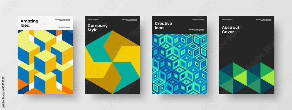 Clean geometric pattern front page illustration composition. Isolated banner A4 design vector concept collection.