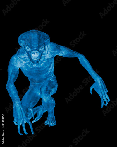 Photography hammerhead alien exploring arround
