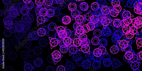 Dark Purple vector texture with religion symbols.