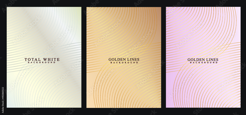 Luxury pastel colors background. Golden curved lines, geometric abstract. Set of covers design. Luxury pastel colors background. Golden curved lines, geometric abstract. Set of covers design.