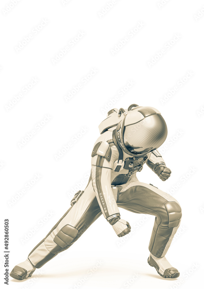 astronaut explorer power loading pose in white background astronaut explorer power loading pose in white background