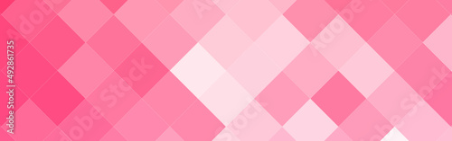 Abstract pink and white gradient diagonal square mosaic banner background. Vector illustration.