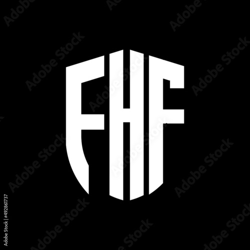 FHF letter logo design. FHF modern letter logo with black background. FHF creative  letter logo. simple and modern letter logo. vector logo modern alphabet font overlap style. Initial letters FHF  photo