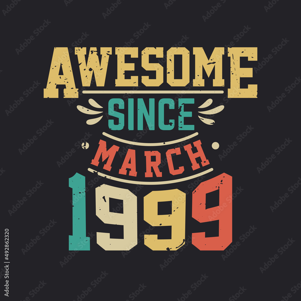 Awesome Since March 1999. Born in March 1999 Retro Vintage Birthday