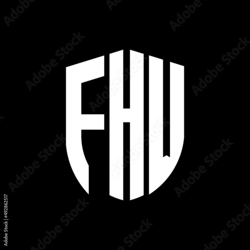 FHW letter logo design. FHW modern letter logo with black background. FHW creative  letter logo. simple and modern letter logo. vector logo modern alphabet font overlap style. Initial letters FHW  photo