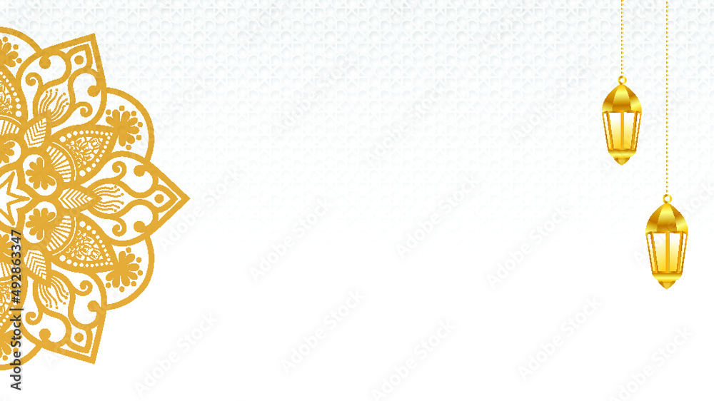 Arabic Islamic elegant white and golden ornamental background with Islamic pattern design
Arabic Islamic elegant white and golden ornamental background with Islamic pattern design