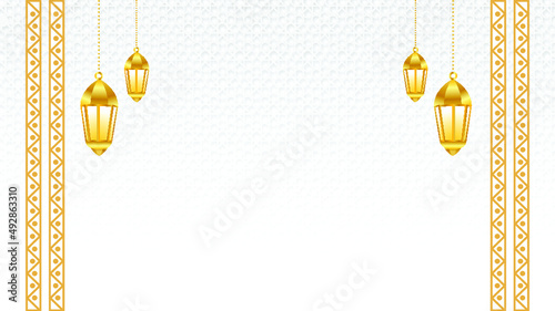 
Arabic Islamic elegant white and golden ornamental background with Islamic pattern design