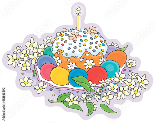Fancy sweet holiday cake wi...