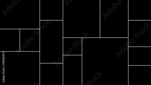 Creative vector Template Collage consisting of 16 frames for a photo of a square and rectangular shape.