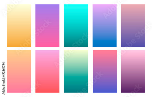 Set of soft gradient background. Abstract colorful screen. Minimal color vector illustration.