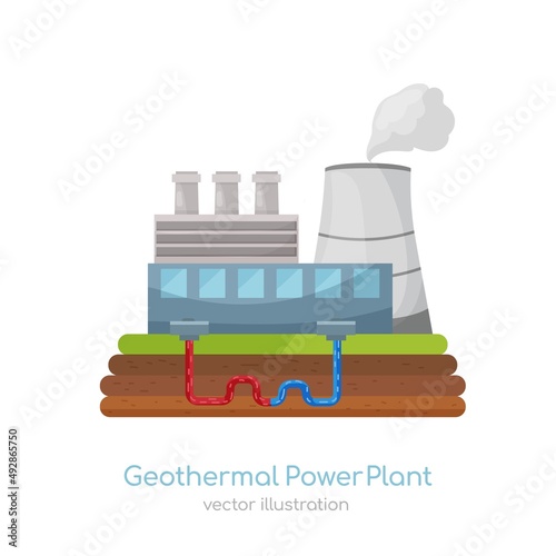 Geothermal power station icon. Editable vector illustration