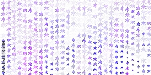 Light Purple vector background with covid-19 symbols.