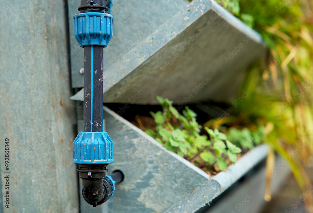 Irrigation pipes of a water system for rainwater irrigation with