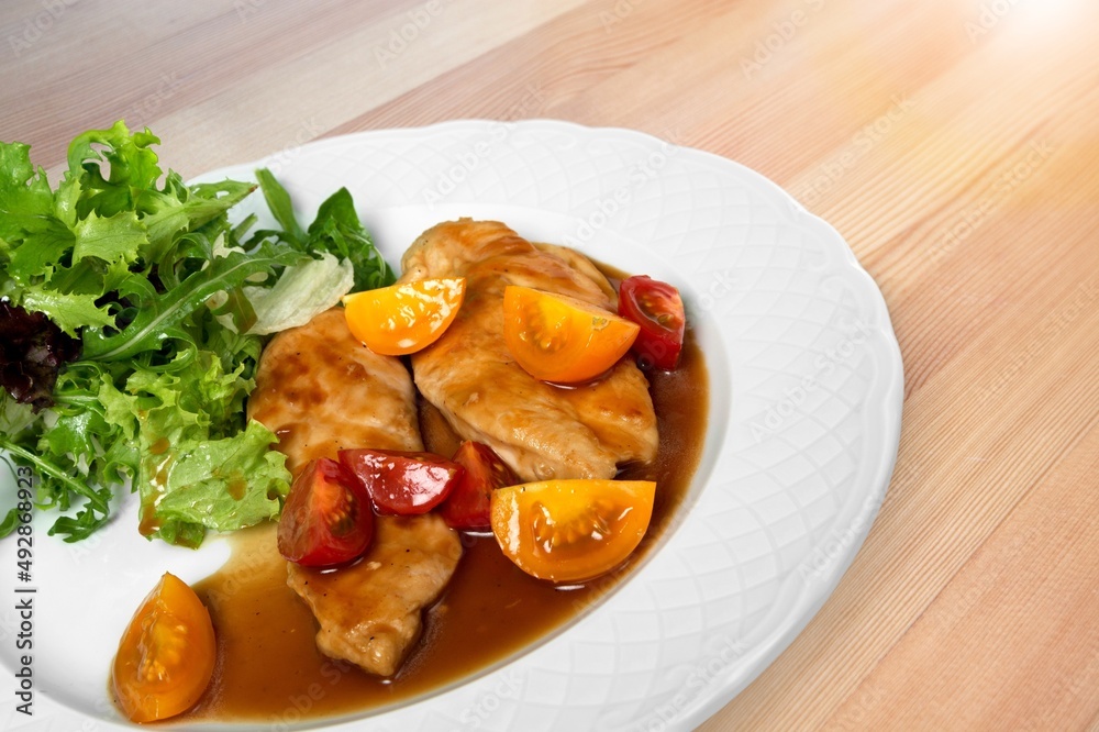 Tasty baked meat traditionally served, tasty food concept Tasty baked meat traditionally served, tasty food concept