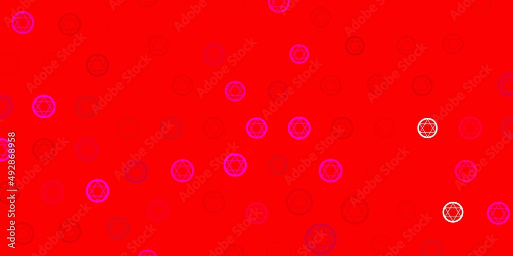 Light Pink, Red vector backdrop with mystery symbols.