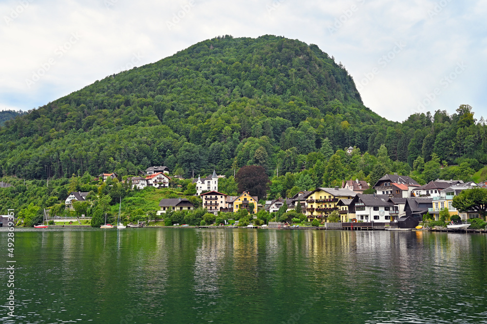 Traunkirchen on Lake Traun Traunsee in Austria landscape
