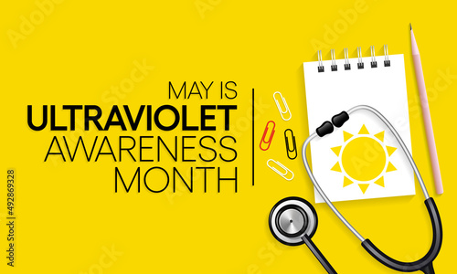Ultraviolet awareness month observed each year in May, Exposure to UV rays can burn delicate eye tissue and raise the risk of developing cataracts and cancers of the eye. vector illustration