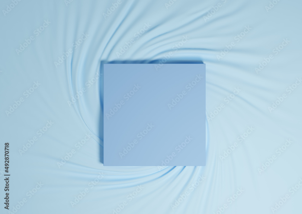 Bright, light sky blue 3D rendering minimal product podium top view ...