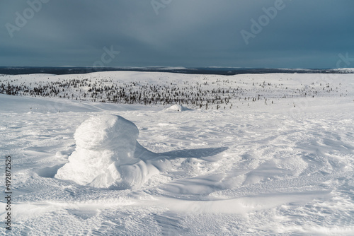 Verschneite Winterlandschaft in Lappland