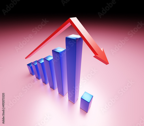 Business and bankruptcy concept. Bankrupt graph with recession