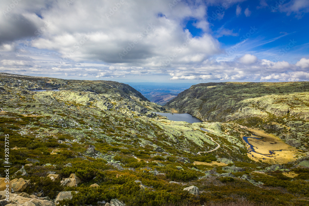 Landscape view of the top of the mountain with snow in the central massif of Serrra da Estrela - Portugal Landscape view of the top of the mountain with snow in the central massif of Serrra da Estrela - Portugal