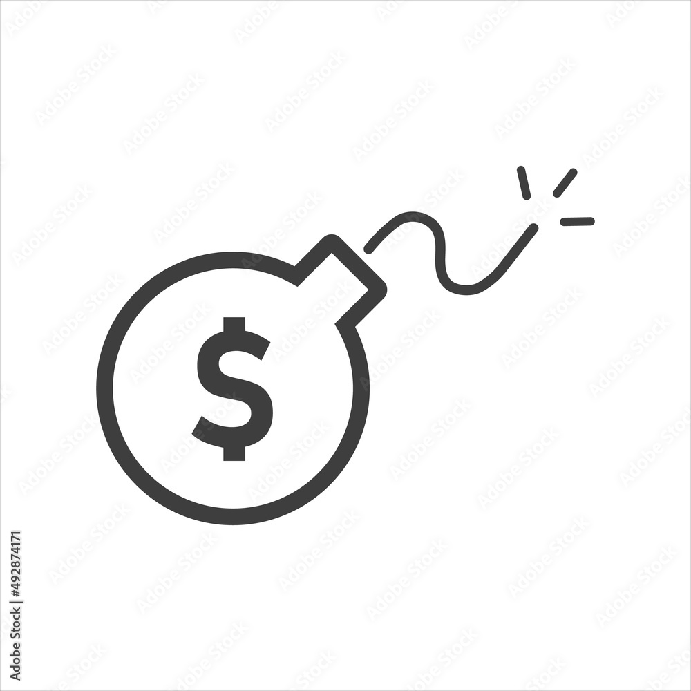 bomb icon with dollar sign on white background bomb icon with dollar sign on white background