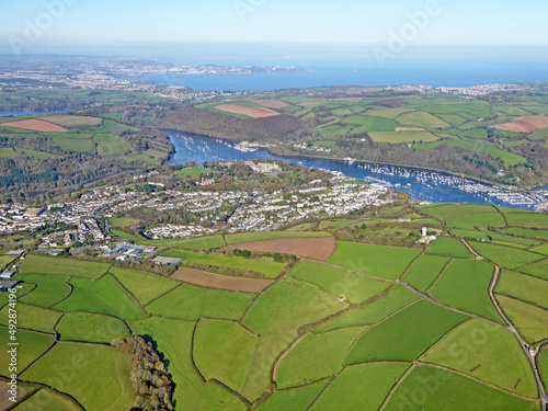 Aerial view of fields in Devon and Dartmouth	