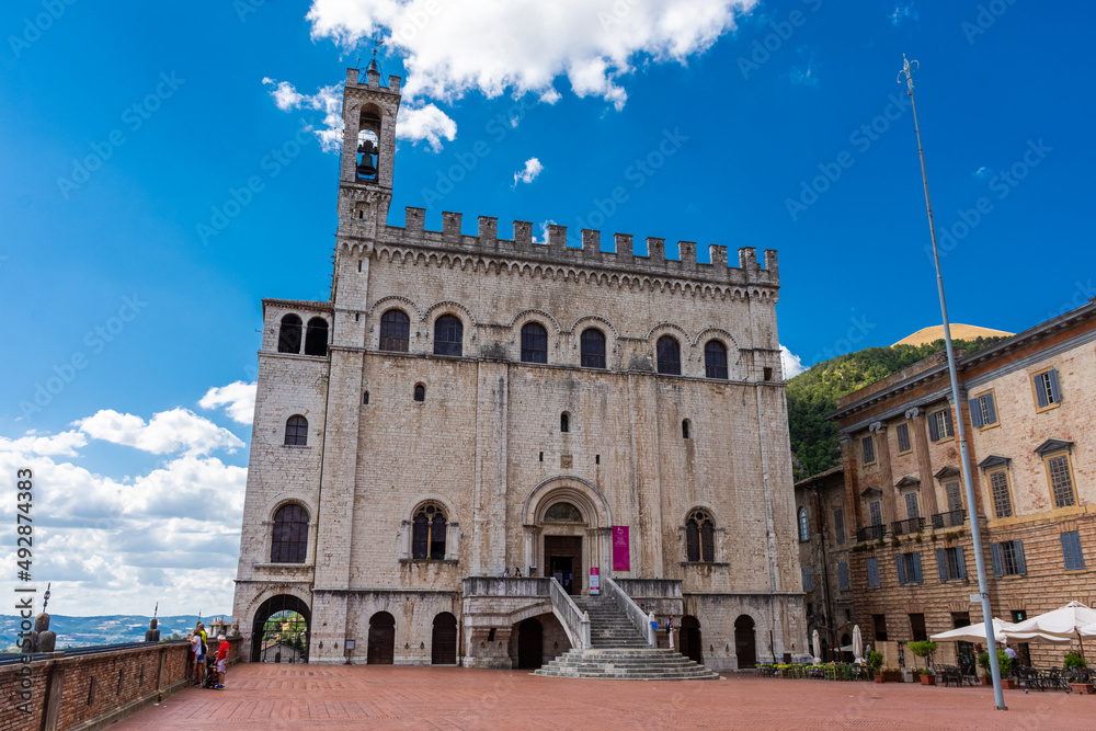 GUBBIO, ITALY, 6 AUGUST 2021 Royal Palace of Gubbio in the historic center