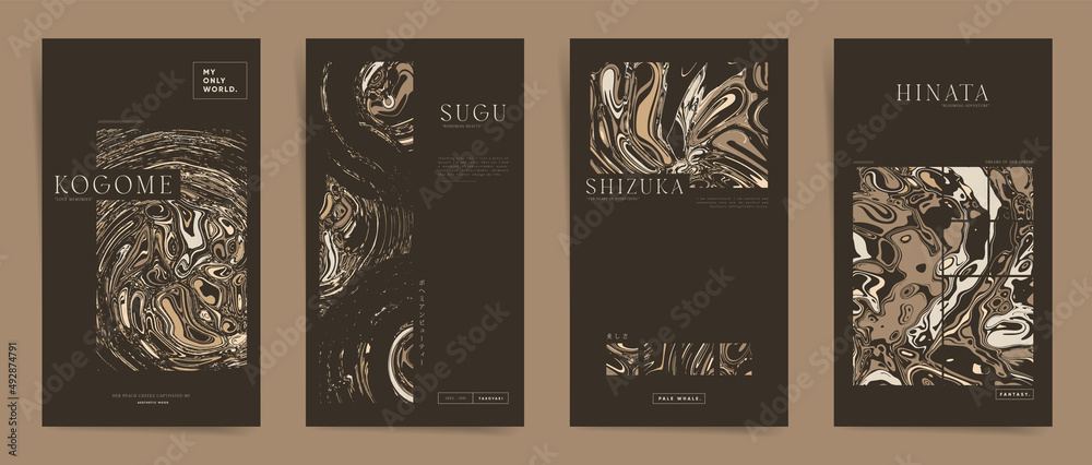Aesthetic liquid marble template stories covers design. Premium abstract backgrounds set. Trendy pattern for graphic poster, geometric brochure, cards, leaflet, flyer, decor banner. Vector print. Aesthetic liquid marble template stories covers design. Premium abstract backgrounds set. Trendy pattern for graphic poster, geometric brochure, cards, leaflet, flyer, decor banner. Vector print.