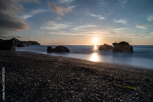 Summer in Leukada island in Greece. Long exposure shots during sunsets and aerial views of the beaches in Ionian sea.