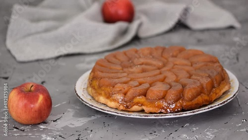 Freshly baked homemade Apple Tarte Tatin.