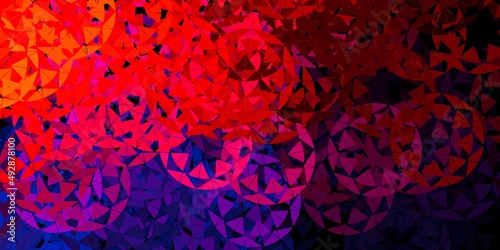 Dark blue, red vector texture with random triangles.