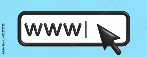 Address and navigation bar 3d. Business concept search www http pictogram. 3d concept illustration with blue background.