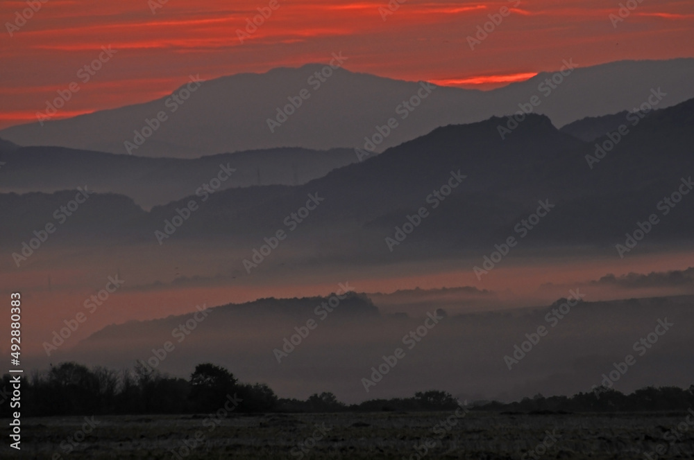 The foothills of the Balkans before sunrise