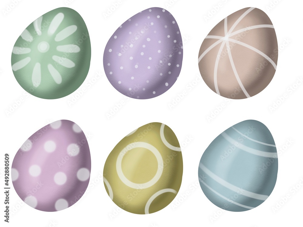 A set of watercolor Easter eggs. painted eggs for Easter A set of watercolor Easter eggs. painted eggs for Easter