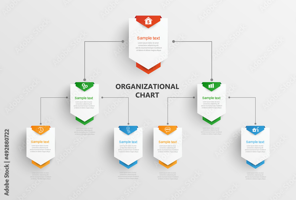 Corporate organizational chart. Business hierarchy infographic elements. Vector illustration - obrazy, fototapety, plakaty 