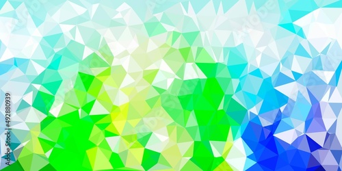 Light blue, green vector poly triangle template.