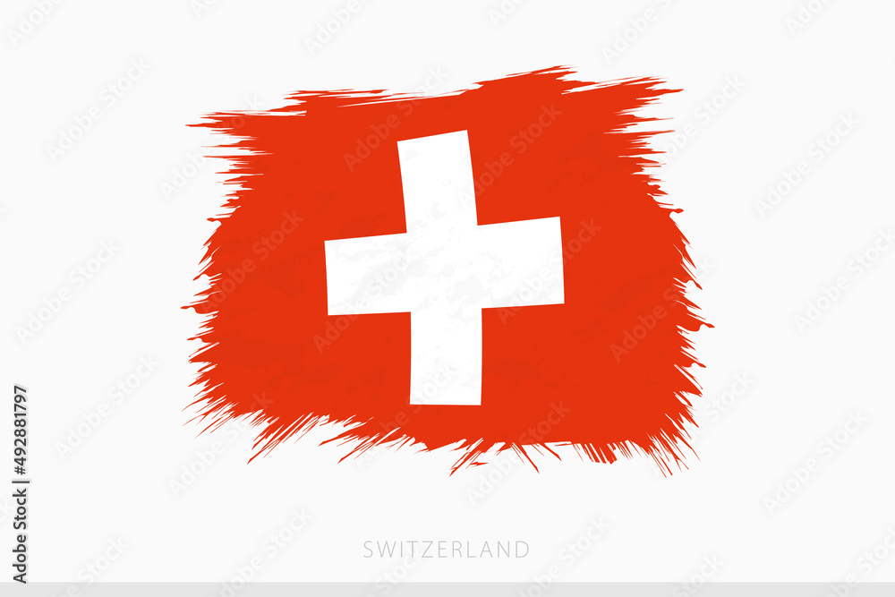 Obraz premium Grunge flag of Switzerland, vector abstract grunge brushed flag of Switzerland.