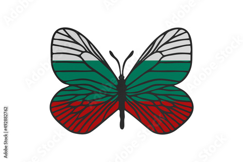 Butterfly wings in color of national flag. Clip art on white background. Bulgaria