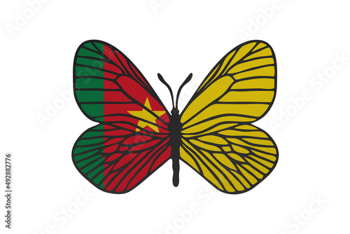 Butterfly wings in color of national flag. Clip art on white background. Cameroon © Julia