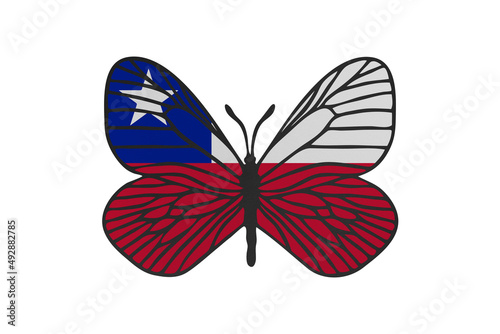 Butterfly wings in color of national flag. Clip art on white background. Chile