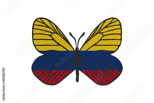 Butterfly wings in color of national flag. Clip art on white background. Colombia © Julia