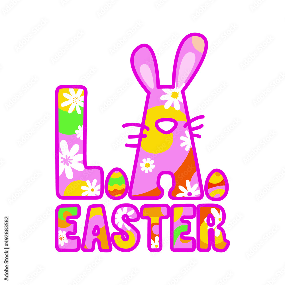 Los Angeles easter t-shirt decoration with bunny ears and eggs Los Angeles easter t-shirt decoration with bunny ears and eggs