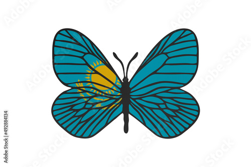 Butterfly wings in color of national flag. Clip art on white background. Kazakhstan © Julia