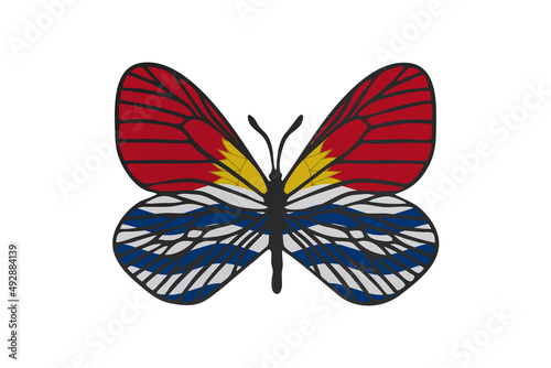 Butterfly wings in color of national flag. Clip art on white background. Kiribati