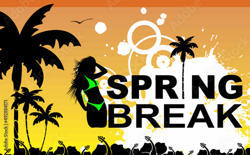 summer spring break background poster illustration in vector format