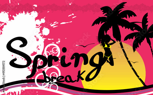 tropical spring break background illustration in vector format